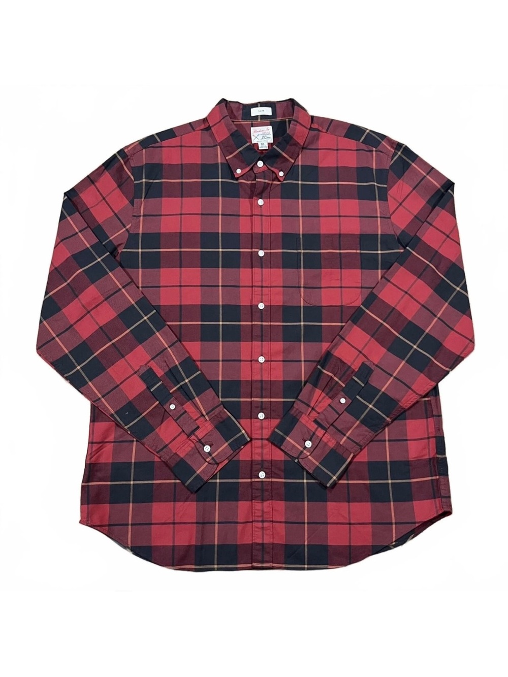 J. Crew Broken-in organic cotton oxford shirt Alpine Tartan Red